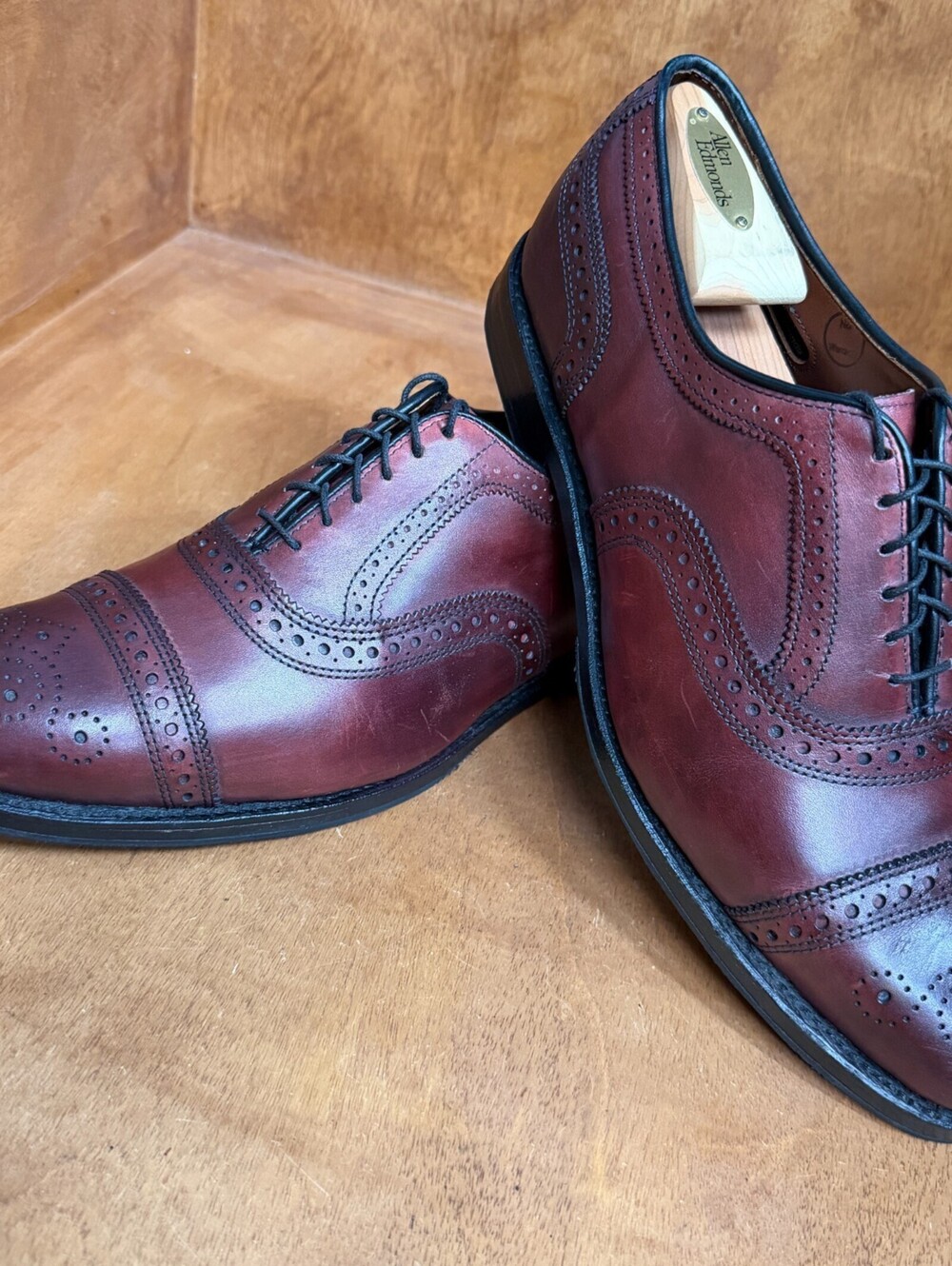 Rare Allen Edmonds McAllister Strand Style Cap Toe Brogue Oxford Men 9.5 Oxblood